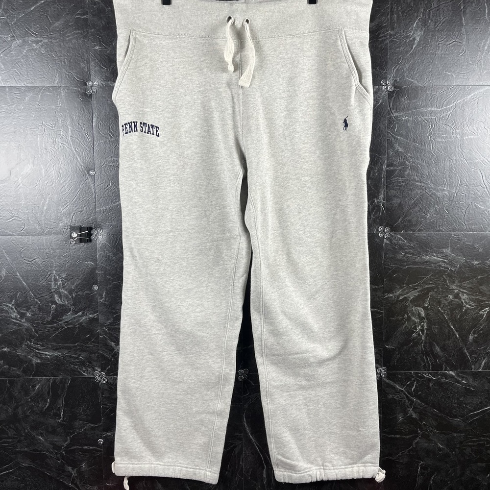 Polo Ralph Lauren Men's Grey Vtg Penn State Fleece Hem Sweatpants Fits XL